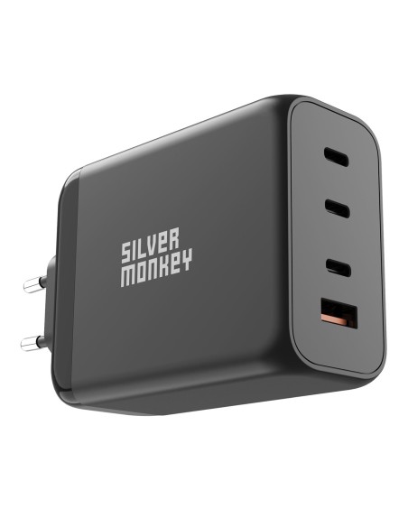 Ładowarka GaN Silver Monkey SMA153 200W 3xUSB-C PD USB-A QC 3.0 - czarna
