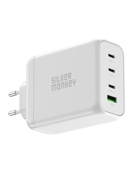 Ładowarka GaN Silver Monkey SMA154 200W 3xUSB-C PD USB-A QC 3.0 - biała