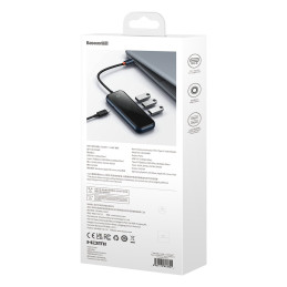 AcmeJoy HUB 4 prievadų USB-C 3xUSB 3.0 tamsiai pilka
