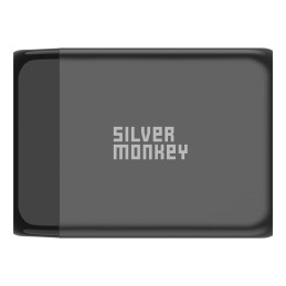 Ładowarka GaN Silver Monkey SMA155 200W 3xUSB-C PD USB-A QC 3.0 z odłączanym kablem zasilającym - czarna