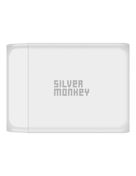 Ładowarka GaN Silver Monkey SMA156 200W 3x USB-C PD USB-A QC 3.0 z odłączanym kablem zasilającym - biała