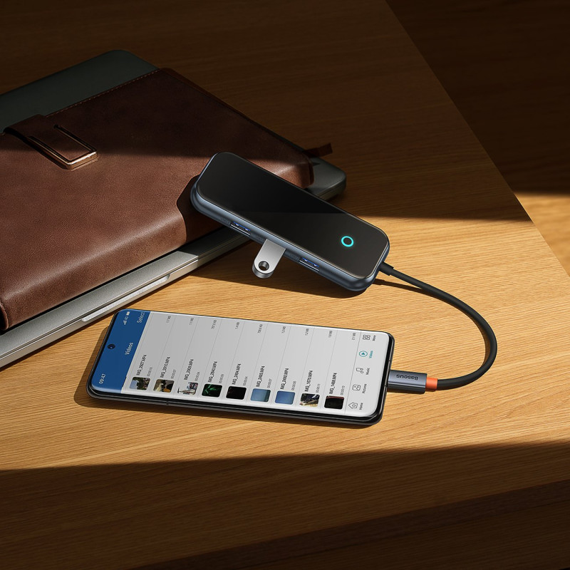 AcmeJoy HUB 4 prievadų USB-C 3xUSB 3.0 tamsiai pilka
