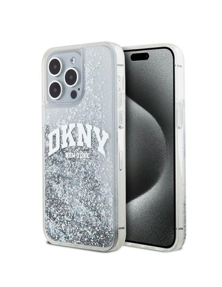 Etui DKNY Liquid Glitter Big Logo na iPhone 15 Pro - białe Etui DKNY Liquid Glitter Big Logo na iPhone 15 Pro - białe