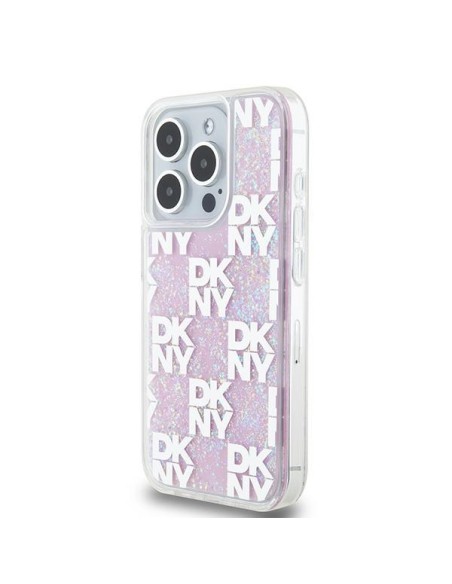 Etui DKNY Liquid Glitter Multilogo na iPhone 15 Pro - różowe Etui DKNY Liquid Glitter Multilogo na iPhone 15 Pro - różowe