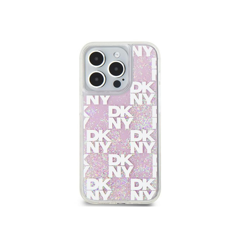 Etui DKNY Liquid Glitter Multilogo na iPhone 15 Pro - różowe