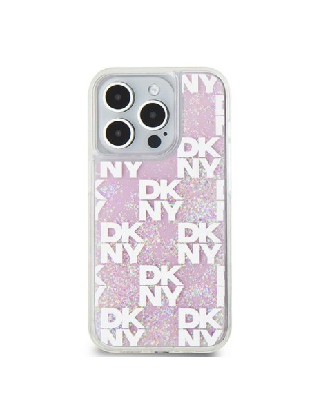 Etui DKNY Liquid Glitter Multilogo na iPhone 15 Pro - różowe Etui DKNY Liquid Glitter Multilogo na iPhone 15 Pro - różowe