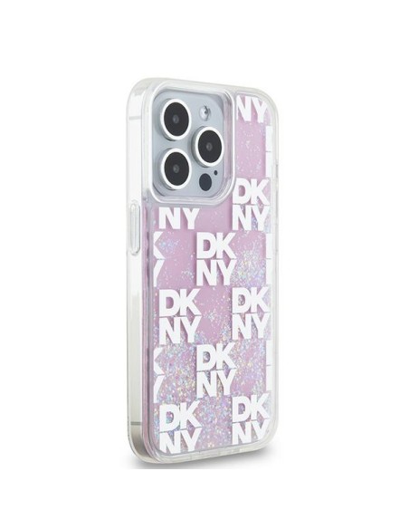 Etui DKNY Liquid Glitter Multilogo na iPhone 15 Pro - różowe Etui DKNY Liquid Glitter Multilogo na iPhone 15 Pro - różowe