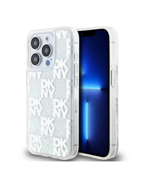 Etui DKNY Liquid Glitter Multilogo na iPhone 15 Pro - białe Etui DKNY Liquid Glitter Multilogo na iPhone 15 Pro - białe