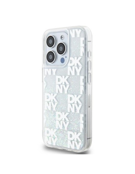 Etui DKNY Liquid Glitter Multilogo na iPhone 15 Pro - białe Etui DKNY Liquid Glitter Multilogo na iPhone 15 Pro - białe