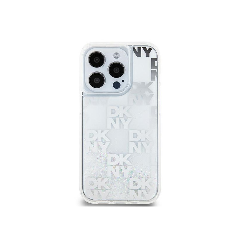 Etui DKNY Liquid Glitter Multilogo na iPhone 15 Pro - białe