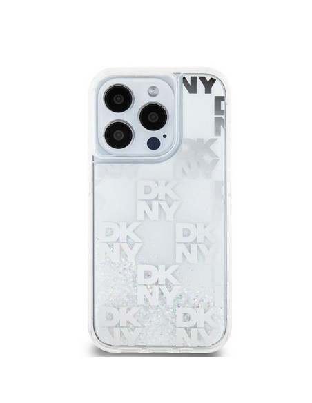 Etui DKNY Liquid Glitter Multilogo na iPhone 15 Pro - białe Etui DKNY Liquid Glitter Multilogo na iPhone 15 Pro - białe