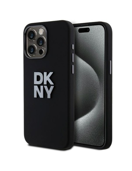 Etui DKNY Liquid Silicone Metal Logo na iPhone 15 Pro - czarne Etui DKNY Liquid Silicone Metal Logo na iPhone 15 Pro - czarne