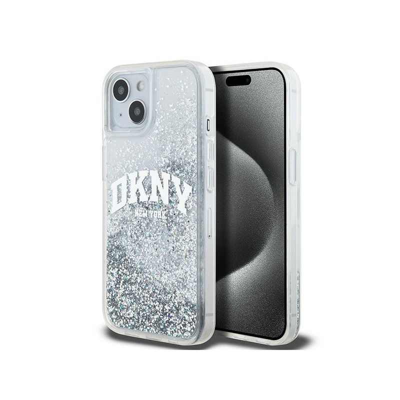 Etui DKNY Liquid Glitter Big Logo na iPhone 15 / 14 / 13 - białe Etui DKNY Liquid Glitter Big Logo na iPhone 15 / 14 / 13 - białe