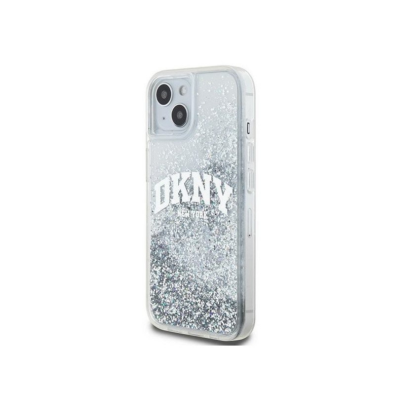 Etui DKNY Liquid Glitter Big Logo na iPhone 15 / 14 / 13 - białe