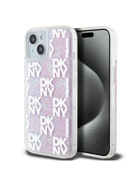 Etui DKNY Liquid Glitter Multilogo na iPhone 15 / 14 / 13 - różowe Etui DKNY Liquid Glitter Multilogo na iPhone 15 / 14 / 13 - różowe