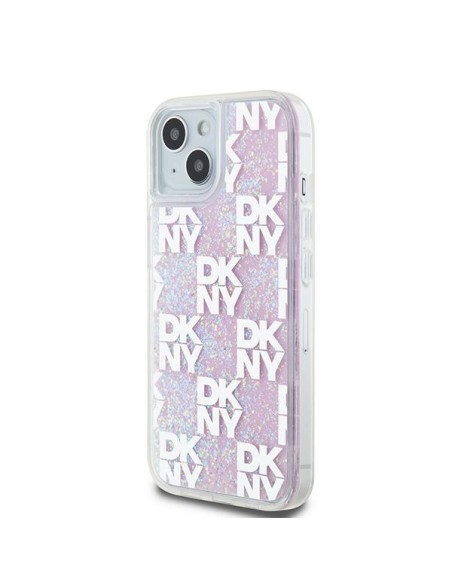 Etui DKNY Liquid Glitter Multilogo na iPhone 15 / 14 / 13 - różowe Etui DKNY Liquid Glitter Multilogo na iPhone 15 / 14 / 13 - różowe