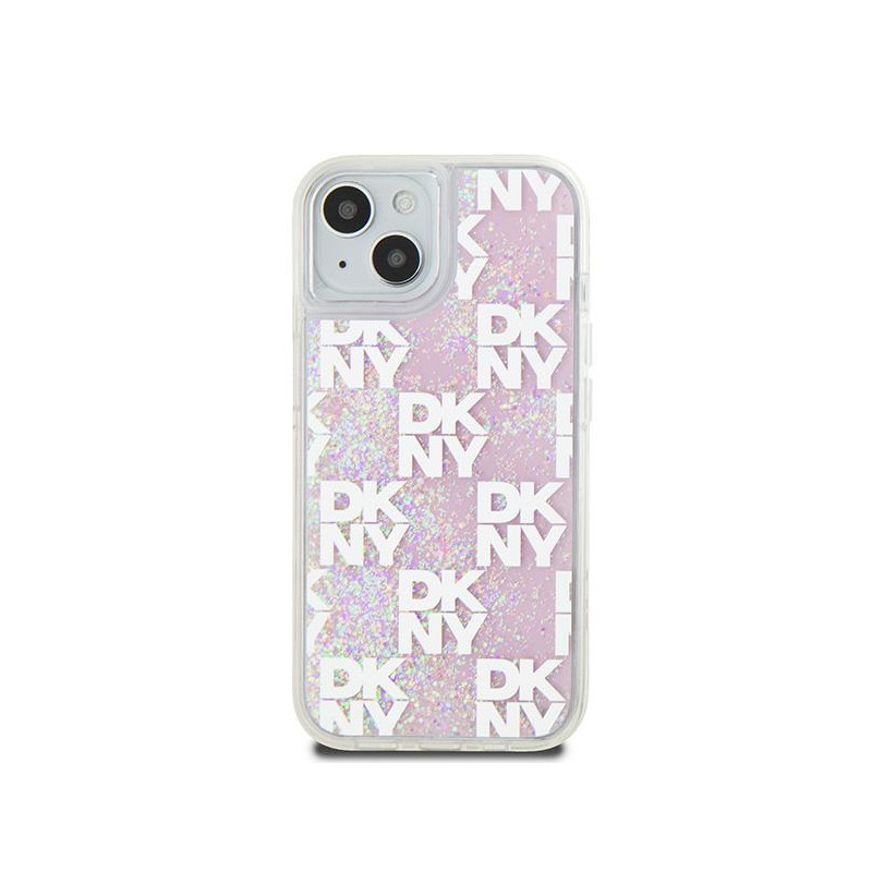 Etui DKNY Liquid Glitter Multilogo na iPhone 15 / 14 / 13 - różowe