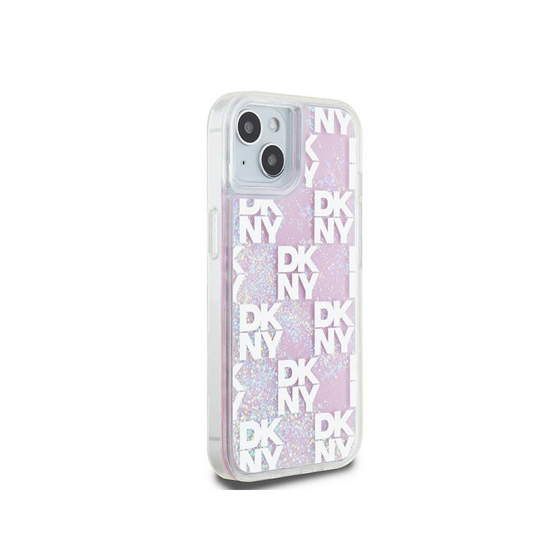 Etui DKNY Liquid Glitter Multilogo na iPhone 15 / 14 / 13 - różowe