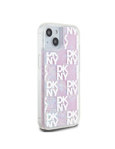 Etui DKNY Liquid Glitter Multilogo na iPhone 15 / 14 / 13 - różowe Etui DKNY Liquid Glitter Multilogo na iPhone 15 / 14 / 13 - różowe