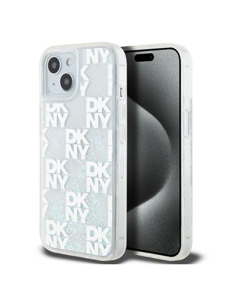 Etui DKNY Liquid Glitter Multilogo na iPhone 15 / 14 / 13 - białe Etui DKNY Liquid Glitter Multilogo na iPhone 15 / 14 / 13 - białe