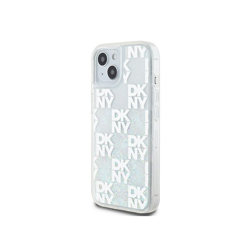 Etui DKNY Liquid Glitter Multilogo na iPhone 15 / 14 / 13 - białe
