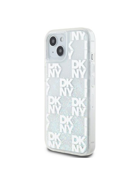 Etui DKNY Liquid Glitter Multilogo na iPhone 15 / 14 / 13 - białe Etui DKNY Liquid Glitter Multilogo na iPhone 15 / 14 / 13 - białe