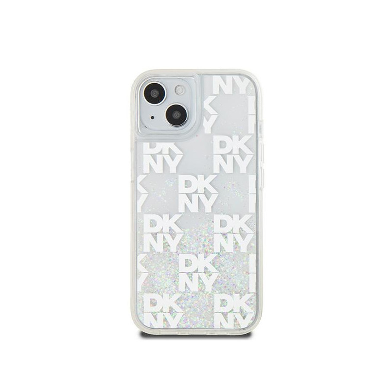 Etui DKNY Liquid Glitter Multilogo na iPhone 15 / 14 / 13 - białe