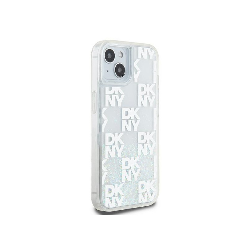 Etui DKNY Liquid Glitter Multilogo na iPhone 15 / 14 / 13 - białe