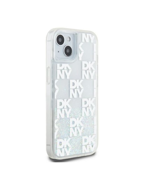 Etui DKNY Liquid Glitter Multilogo na iPhone 15 / 14 / 13 - białe Etui DKNY Liquid Glitter Multilogo na iPhone 15 / 14 / 13 - białe