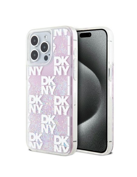 Etui DKNY Liquid Glitter Multilogo na iPhone 15 Pro Max - różowe