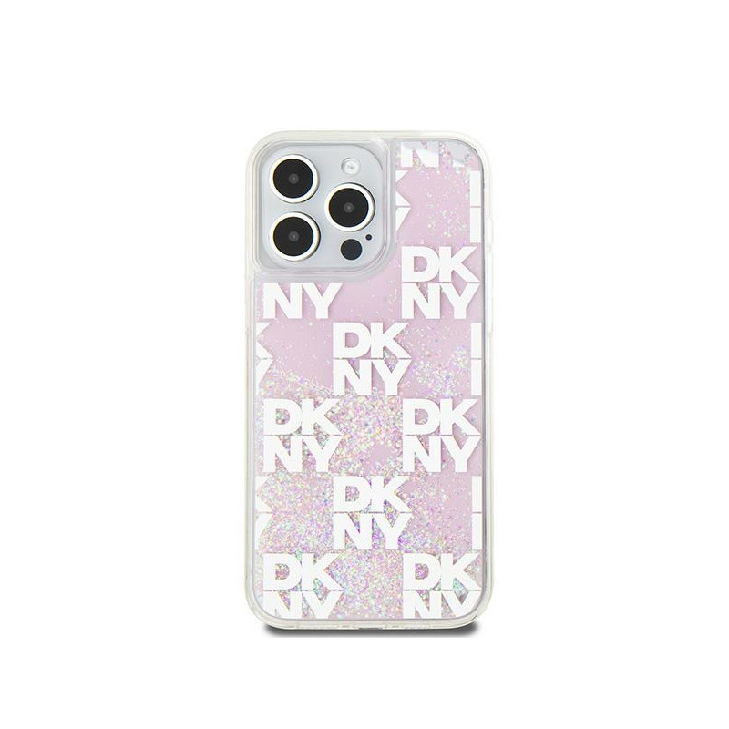 Etui DKNY Liquid Glitter Multilogo na iPhone 15 Pro Max - różowe