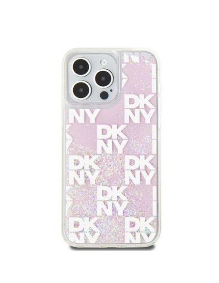 Etui DKNY Liquid Glitter Multilogo na iPhone 15 Pro Max - różowe