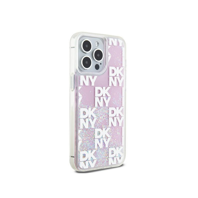 Etui DKNY Liquid Glitter Multilogo na iPhone 15 Pro Max - różowe