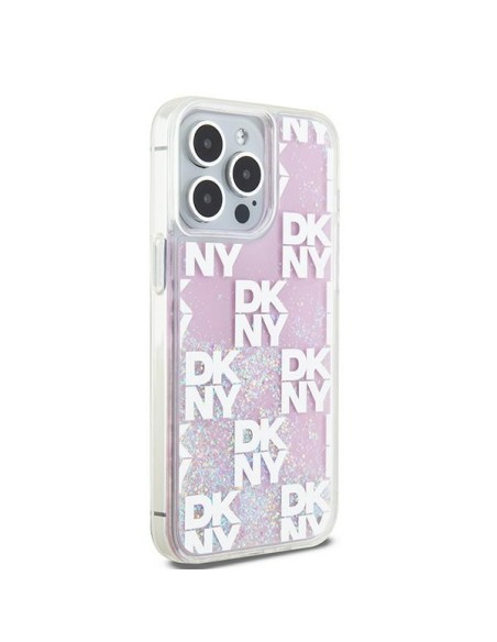 Etui DKNY Liquid Glitter Multilogo na iPhone 15 Pro Max - różowe