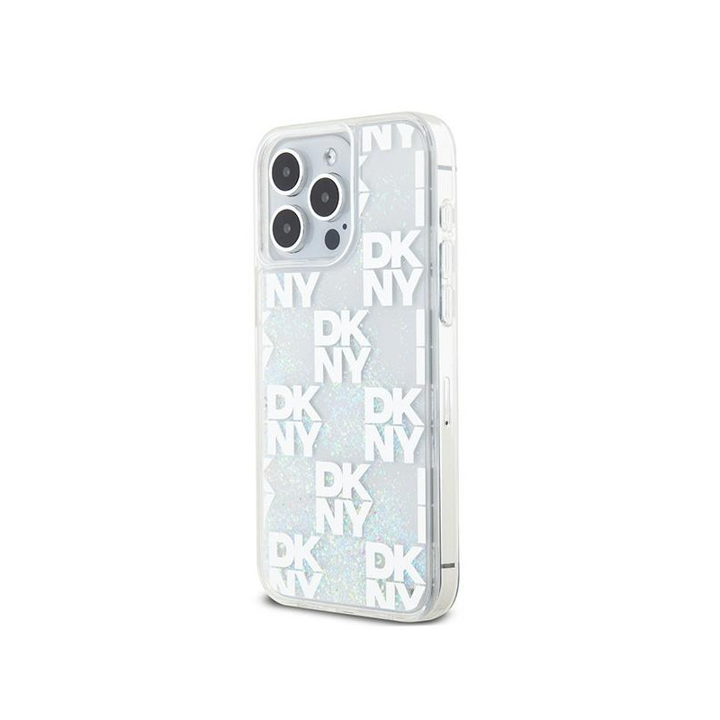 Etui DKNY Liquid Glitter Multilogo na iPhone 15 Pro Max - białe