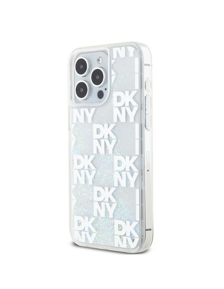 Etui DKNY Liquid Glitter Multilogo na iPhone 15 Pro Max - białe Etui DKNY Liquid Glitter Multilogo na iPhone 15 Pro Max - białe
