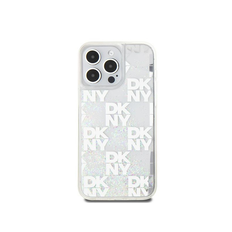 Etui DKNY Liquid Glitter Multilogo na iPhone 15 Pro Max - białe