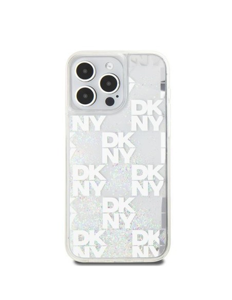 Etui DKNY Liquid Glitter Multilogo na iPhone 15 Pro Max - białe Etui DKNY Liquid Glitter Multilogo na iPhone 15 Pro Max - białe