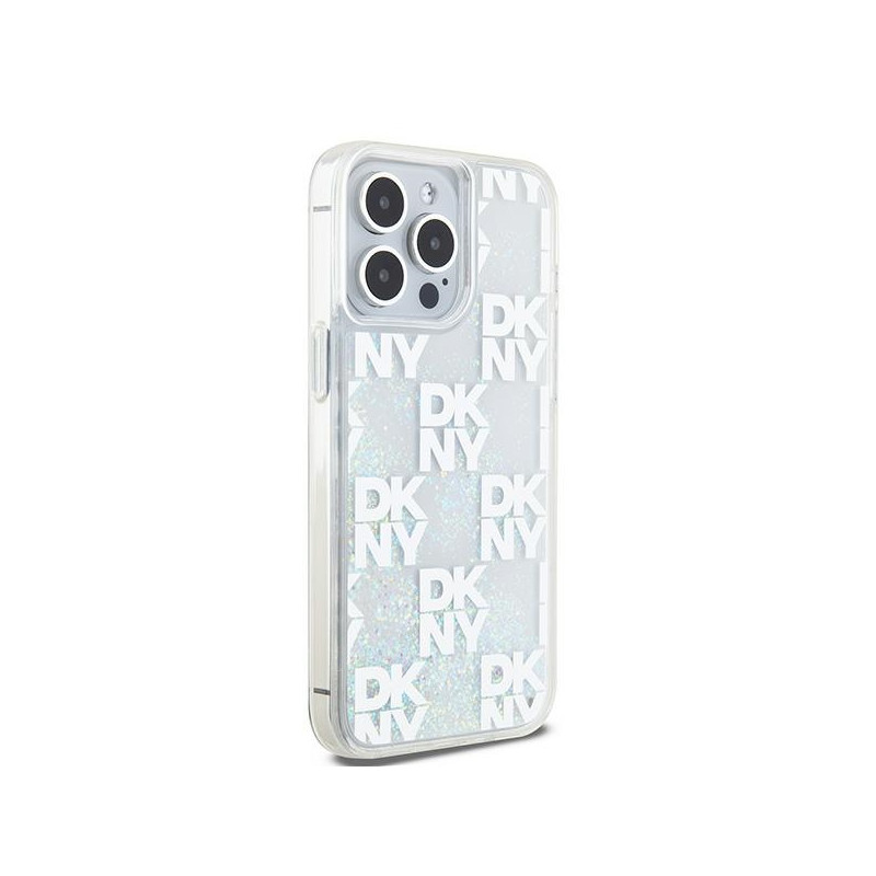 Etui DKNY Liquid Glitter Multilogo na iPhone 15 Pro Max - białe