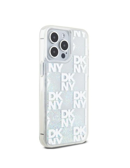 Etui DKNY Liquid Glitter Multilogo na iPhone 15 Pro Max - białe Etui DKNY Liquid Glitter Multilogo na iPhone 15 Pro Max - białe