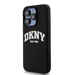 Etui DKNY Liquid Silicone White Printed Logo MagSafe na iPhone 13 Pro / 13 - czarne