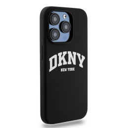 Etui DKNY Liquid Silicone White Printed Logo MagSafe na iPhone 13 Pro / 13 - czarne