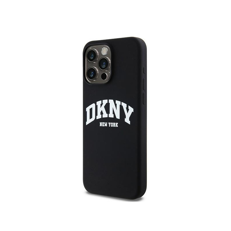 Etui DKNY Liquid Silicone White Printed Logo MagSafe na iPhone 13 Pro Max - czarne