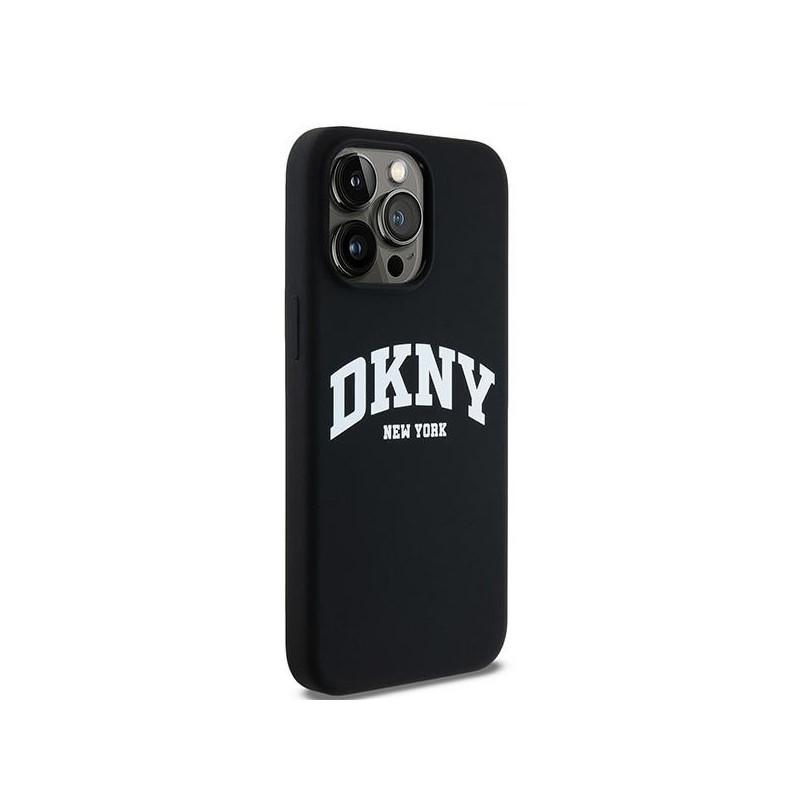 Etui DKNY Liquid Silicone White Printed Logo MagSafe na iPhone 13 Pro Max - czarne