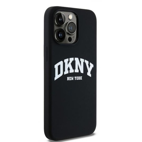 Etui DKNY Liquid Silicone White Printed Logo MagSafe na iPhone 13 Pro Max - czarne Etui DKNY Liquid Silicone White Printed Logo MagSafe na iPhone 13 Pro Max - czarne