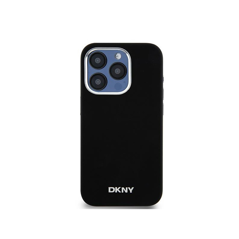Etui DKNY Liquid Silicone Small Metal Logo MagSafe na iPhone 14 Pro - czarne