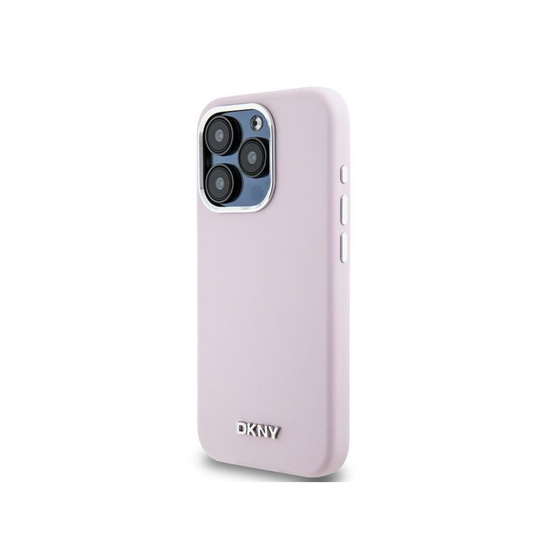 Etui DKNY Liquid Silicone Small Metal Logo MagSafe na iPhone 14 Pro - różowe