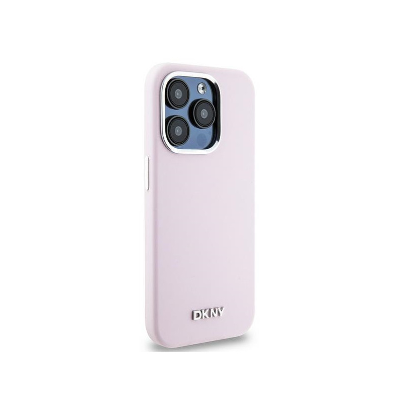 Etui DKNY Liquid Silicone Small Metal Logo MagSafe na iPhone 14 Pro - różowe