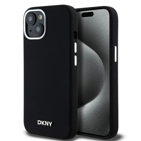 Etui DKNY Liquid Silicone Small Metal Logo MagSafe na iPhone 14 / 15 / 13 - czarne Etui DKNY Liquid Silicone Small Metal Logo MagSafe na iPhone 14 / 15 / 13 - czarne