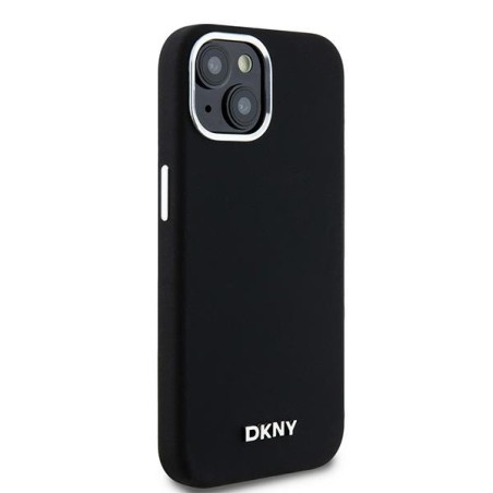 Etui DKNY Liquid Silicone Small Metal Logo MagSafe na iPhone 14 / 15 / 13 - czarne Etui DKNY Liquid Silicone Small Metal Logo MagSafe na iPhone 14 / 15 / 13 - czarne